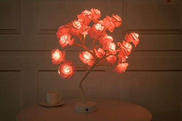 USA Local Rose Flower Lamp USB Battery Operated LED Table Lamp Bonsai Tree Night Lights Garland Bedroom Decoration Lights Home Decor