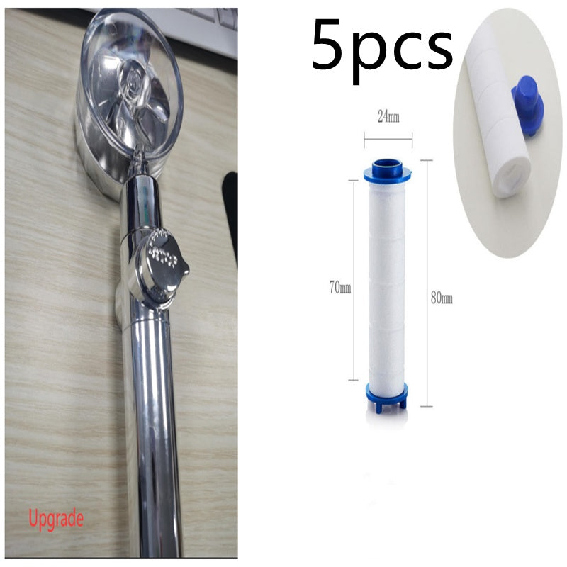 Turbo Propeller Shower Head Water Saving High Preassure Flow 360 Degrees With Fan Extension Showerhead Rainfall With Holder