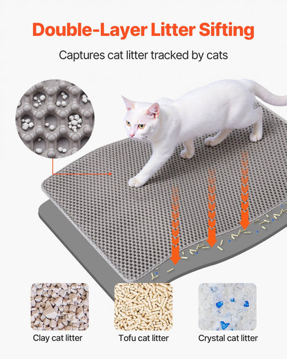 US Local Cat Litter Trapping Mat 30 X 24 In Double Layer Honeycomb Non-Slip & Urine-Proof