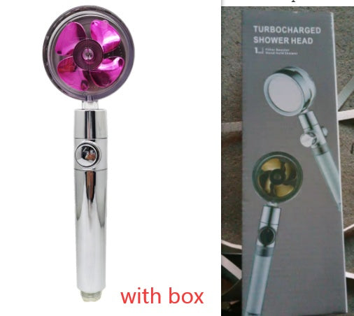 US Local Shower Head Water Saving Flow 360 Degrees Rotating With Small Fan ABS Rain High Pressure Spray Nozzle Bathroom Accessories