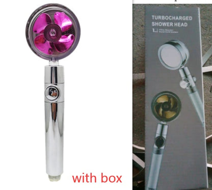 US Local Shower Head Water Saving Flow 360 Degrees Rotating With Small Fan ABS Rain High Pressure Spray Nozzle Bathroom Accessories