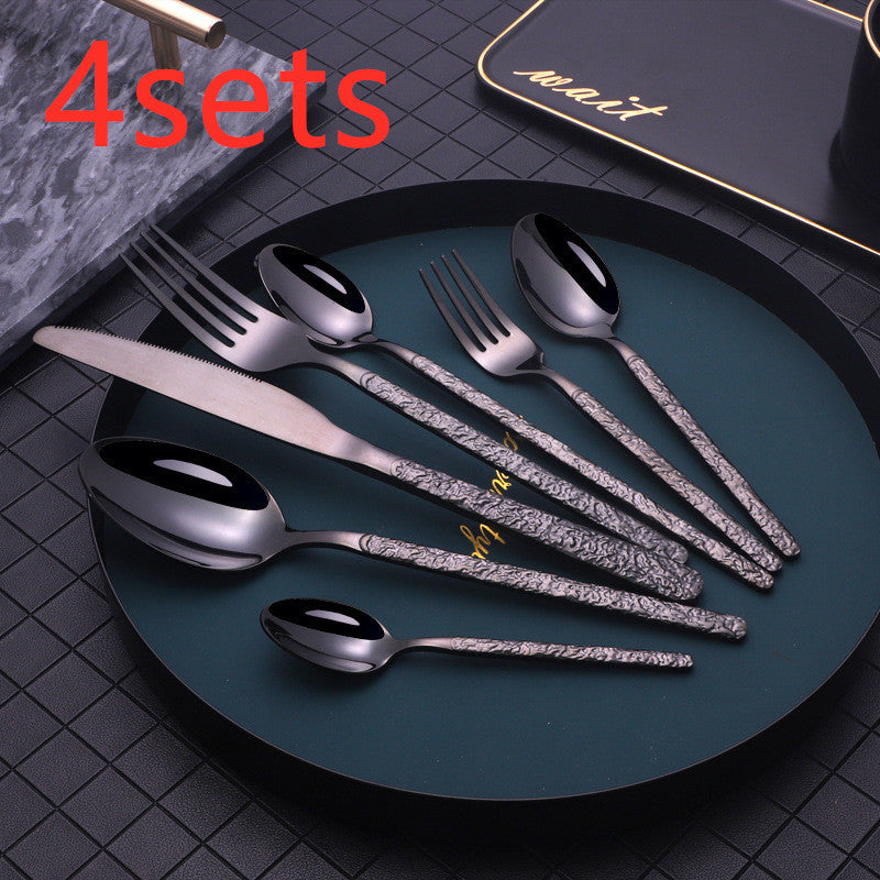 USA Local Embossed Textured Handle Steak Cutlery Western Cutlery