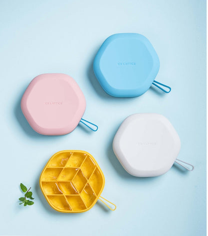 US Local Silicone 12 Cavity Hexagon 3D Ice Mold DIY Popsicle Mould Ice Cream Makers Storage Box