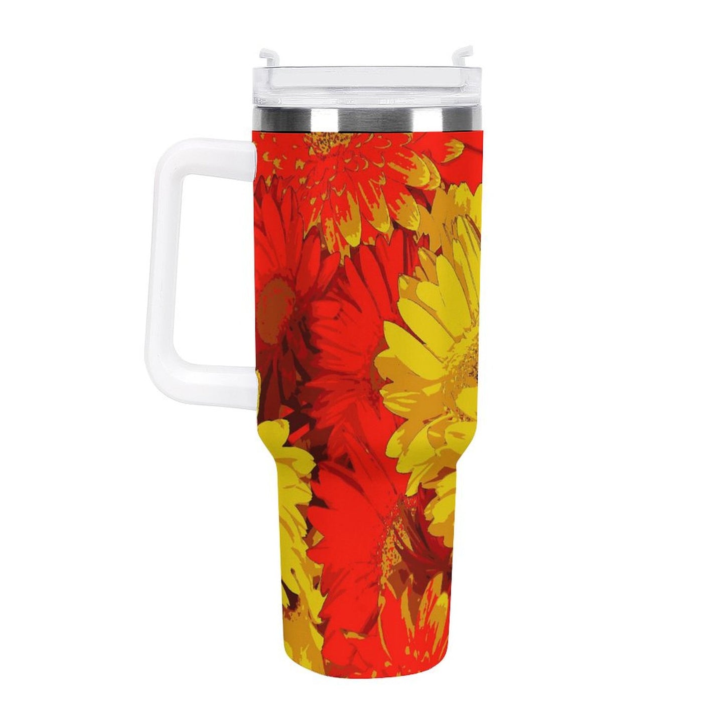 PHDT00354 POD US Local Tumbler 40 oz Large Capacity Car Cup Daisies, Big Flowers