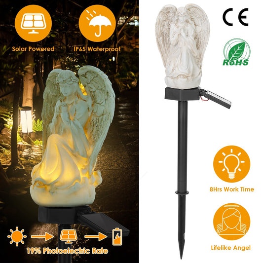 US Local 1Pc Solar Praying Angel Statue Garden Light LED Decoration Angel Lamp IP65 Waterproof Outdoor Decorative Landscape Solar Lawn Lamps For Yard Driveway Walkway Patio
