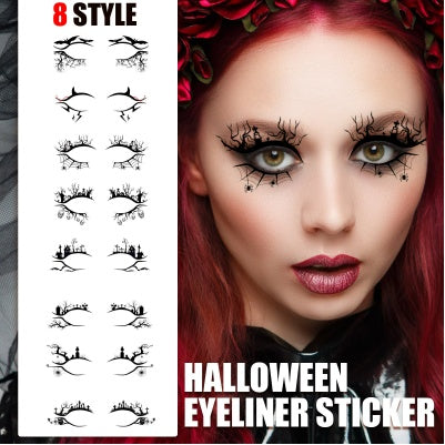 US Local Halloween Eyeliner Patch, Scary Fashion Party Makeup Kit Bat Spider Decorative Eyeliner Eyeshadow Patch