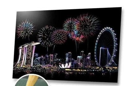 US Local Decorative painting scratch Scraping painting drawing paper world Sightseeing pictures decoration birthday gifts