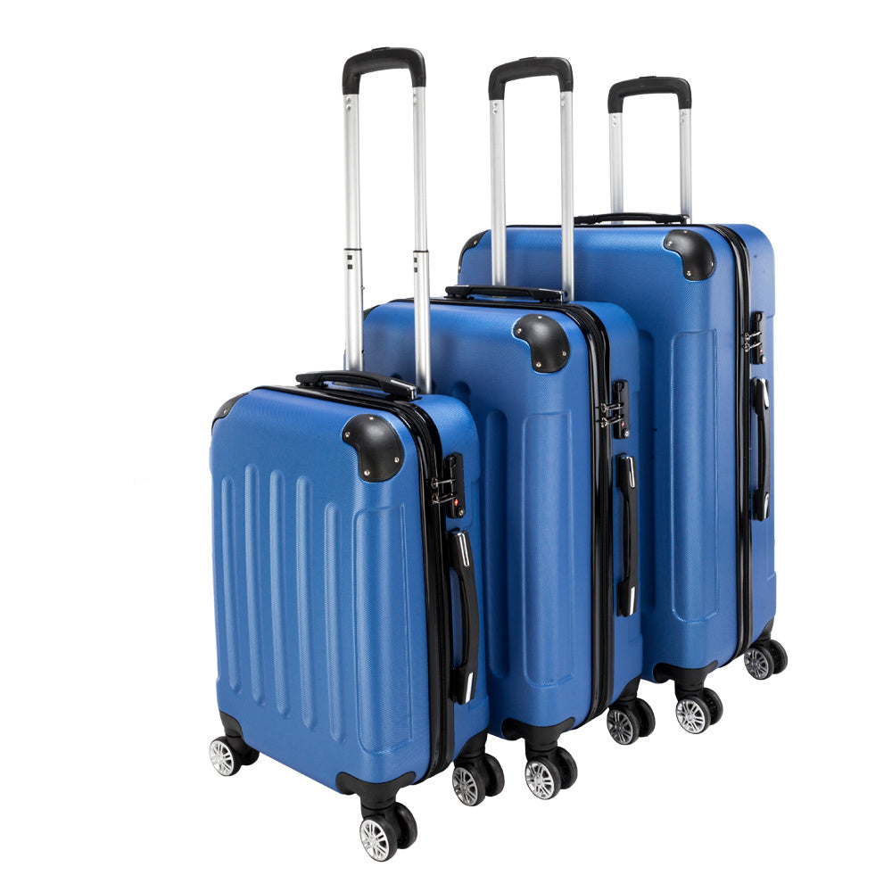 US Local Three In One ABS Suitcase 20 Inches 24 Inches 28 Inches Blue