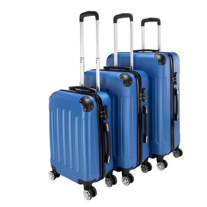 US Local Three In One ABS Suitcase 20 Inches 24 Inches 28 Inches Blue