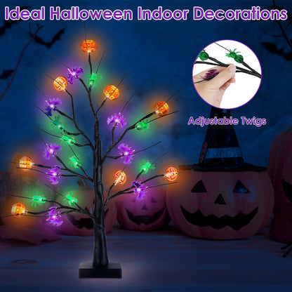 US Local 2Pack 1.97FT Lighted Halloween Trees Halloween Indoor Decorations Black Halloween Tree Lights With Timer Adjustable Twigs For Tabletop Party