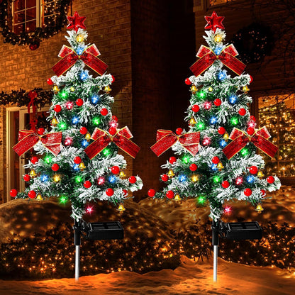 US Local 2pcs Solar Christmas Cedar Tree Lights Outdoor Lawn Ground Plug Patio Landscape Balcony Christmas