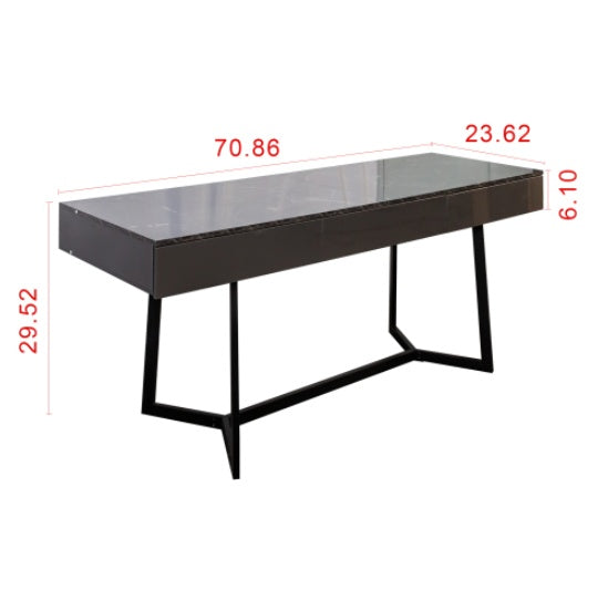 US Local Modern Black 70.87 Computer Desk, Study & Work Desk Y-Shaped Metal Legs