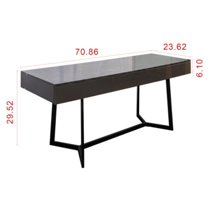 US Local Modern Black 70.87 Computer Desk, Study & Work Desk Y-Shaped Metal Legs