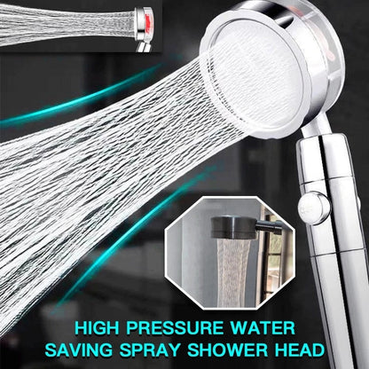 US Local Propeller Driven Shower Head With Stop Button And Cotton Filter Turbocharged High Pressure Handheld Shower Nozzle