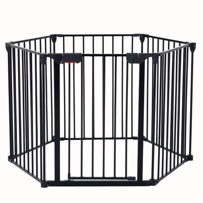 US Local 150 Adjustable Safety Gate 6 Panels Play Yard Metal Doorways Fireplace Fence Christmas Tree Fence G