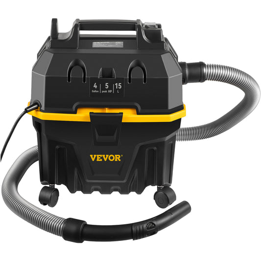 US Local VEVOR Wet Dry Vac, 4 Gallon, 5 Peak HP, 3 In 1 Shop Vacuum With Blowing Function Portable Attachments To Clean Floor, Upholstery, Gap, Car, ETL Listed, Black