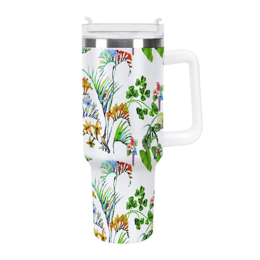 PHDT00531 POD US Local Tumbler 40oz Large Capacity Car Cup Parrots, Flowers, Tropical