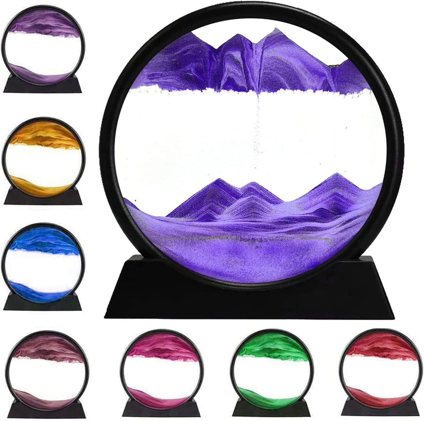 US Local 3D Dynamic Sand Art Liquid Motion, Moving Sand Art Picture Round Glass 3D Deep Sea Sandscape In Motion Display Flowing Sand Painting Relaxing Desk Toys