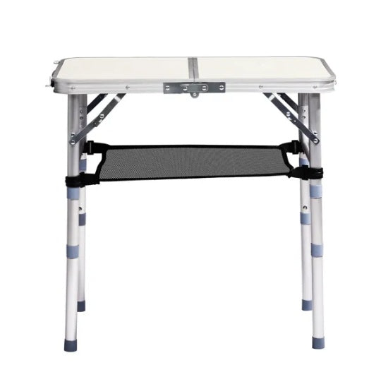 US Local Outdoor Folding Camping Table, 2ft Portable Pinic Table With 3 Adjustable Height, Small Aluminum Foldable Lightweight Patio Side Table With Carry Handle For Outdoor Indoor Hiking Camp BBQ Beach, White