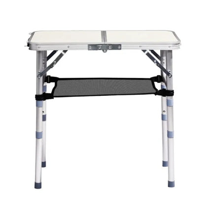 US Local Outdoor Folding Camping Table, 2ft Portable Pinic Table With 3 Adjustable Height, Small Aluminum Foldable Lightweight Patio Side Table With Carry Handle For Outdoor Indoor Hiking Camp BBQ Beach, White