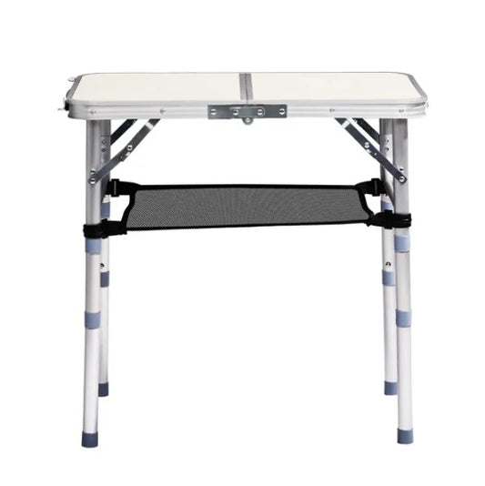 US Local Outdoor Folding Camping Table, 2ft Portable Pinic Table With 3 Adjustable Height, Small Aluminum Foldable Lightweight Patio Side Table With Carry Handle For Outdoor Indoor Hiking Camp BBQ Beach, White