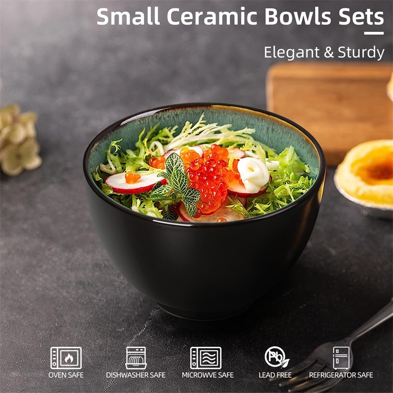 US Local Creative Western Food  Kiln Change Peacock Green Bowl 24oz Bowl Set Of 4 For Cereal, Salad, Pasta, Soup, Dessert, Serving Dishwasher, Microwave And Oven