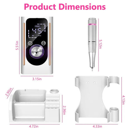 US Local Portable Electric Nail Drill Bit 45000 RPM With 11 Bits Base Waist Clip Cordless Rechargeable Nail File Machine For Professional Salon Home Acrylic Nails Remove Nail Gel Polish Manicure