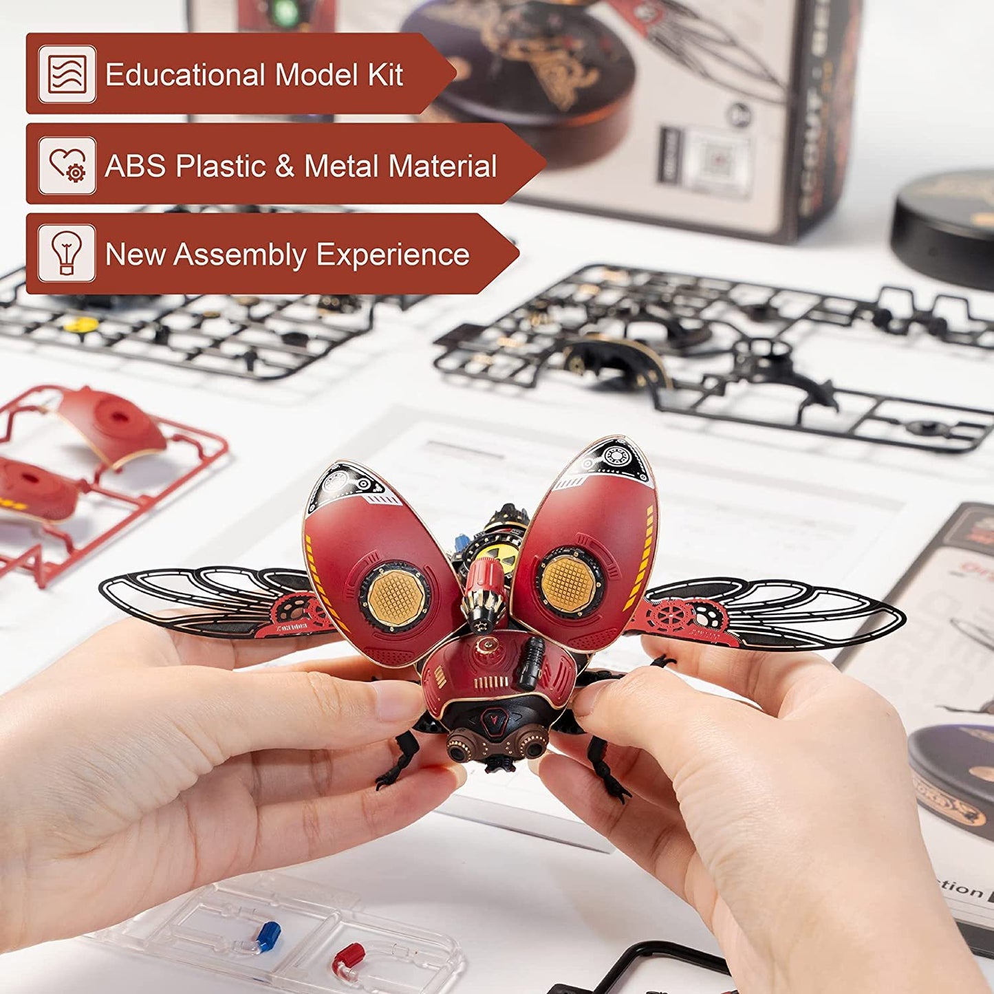 US Local Robotime Rokr Scout Beetle Metal 3D Puzzles Games Punk Style Gift For Birthday Easy Assembly Mechanical Design DIY Toys - MI02