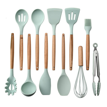US Local Silicone Kitchenware With Wooden Handle