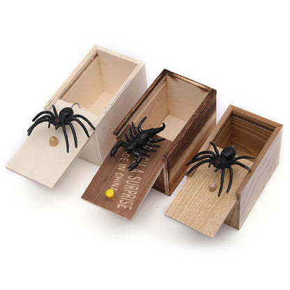 US Local Prank Spider Wooden Scare Box Trick Play Joke Lifelike Surprise April Fools' Day Funny Novelty Toys Gags Practical Gifts