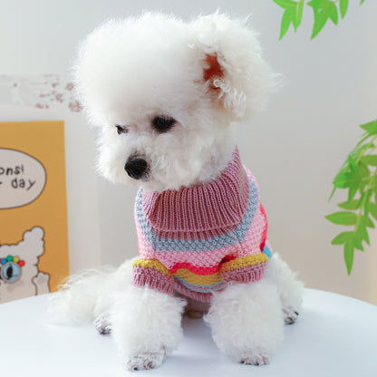 US Local Pet Ring Comfortable Color Stripes Colorful Sweater