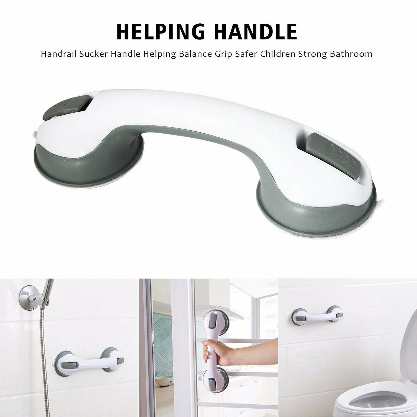 USA Local Power Shower Grip Handle Bathroom Suction Grab Bar Safety Rail Tub Bath Vacuum