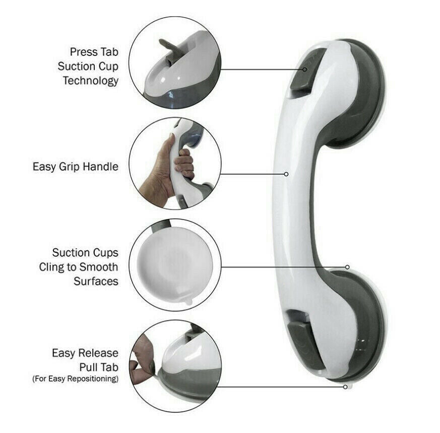 USA Local Power Shower Grip Handle Bathroom Suction Grab Bar Safety Rail Tub Bath Vacuum