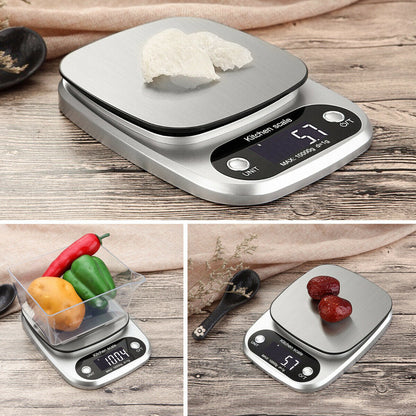 US Local Digital Kitchen Food Diet Scale, Multifunction Weight Balance 22lbs 1g Kitchen Scale Stainless Steel Weighing Scale For Food Diet Postal Balance Measuring