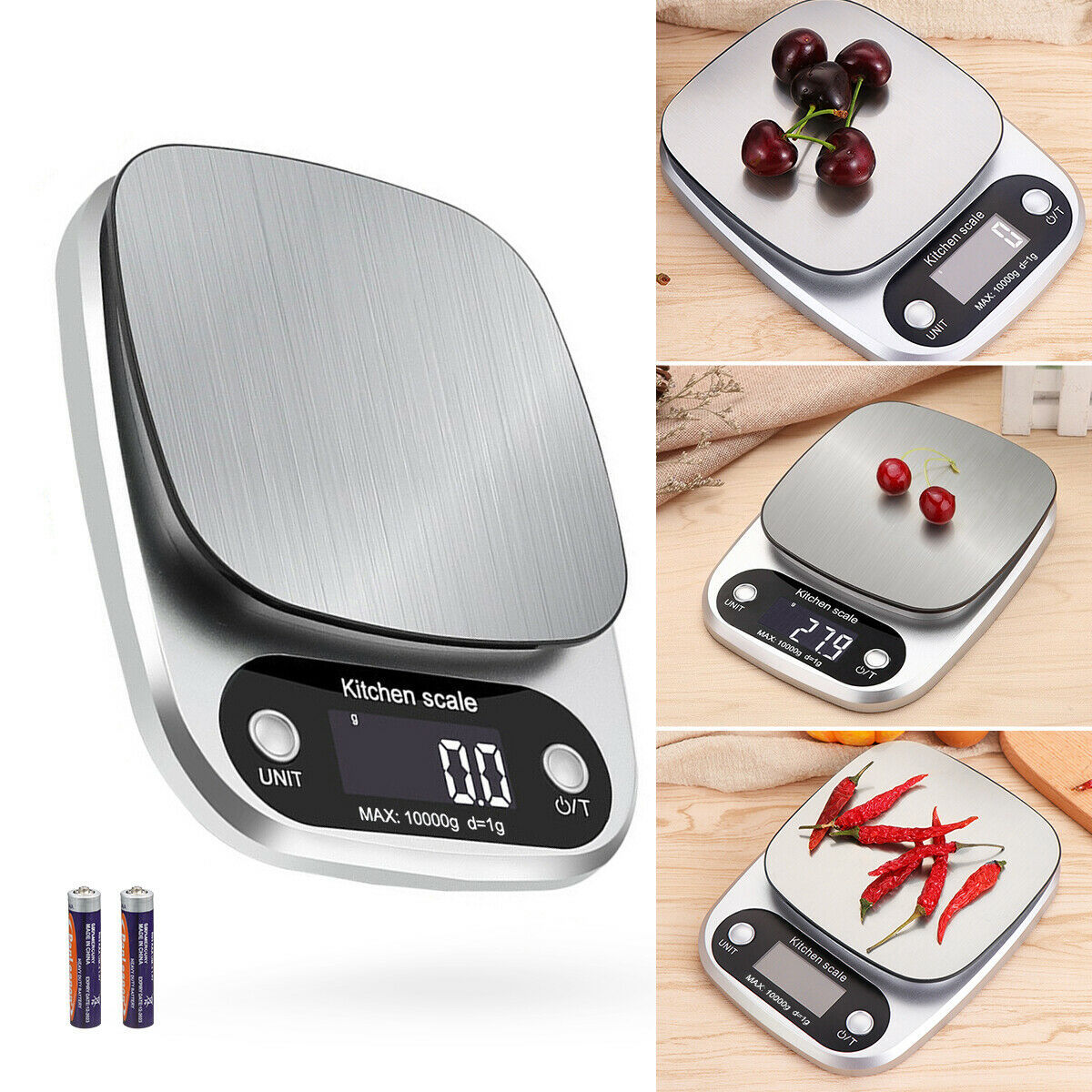 USA Local Digital Kitchen Food Diet Scale, Multifunction Weight Balance 22lbs 1g Kitchen Scale Stainless Steel Weighing Scale For Food Diet Postal Balance Measuring