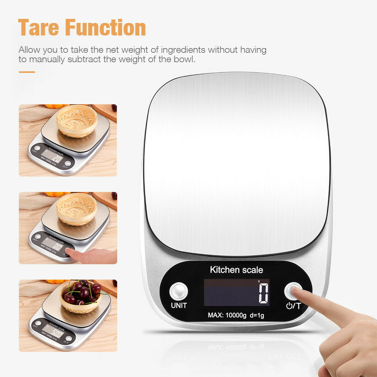 USA Local Digital Kitchen Food Diet Scale, Multifunction Weight Balance 22lbs 1g Kitchen Scale Stainless Steel Weighing Scale For Food Diet Postal Balance Measuring