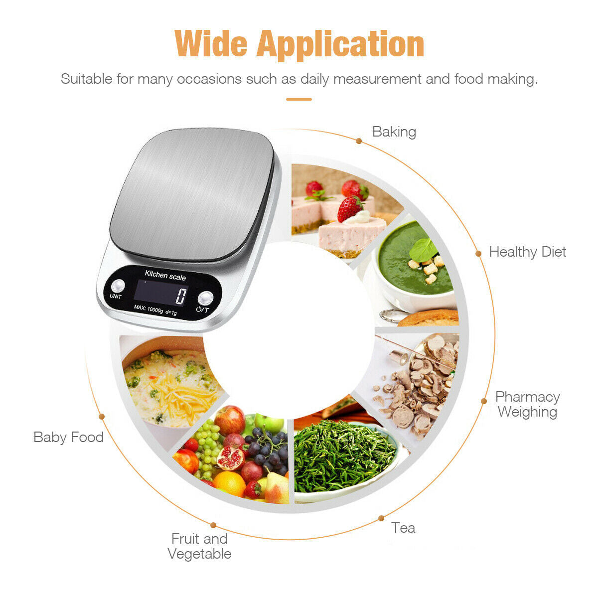 USA Local Digital Kitchen Food Diet Scale, Multifunction Weight Balance 22lbs 1g Kitchen Scale Stainless Steel Weighing Scale For Food Diet Postal Balance Measuring