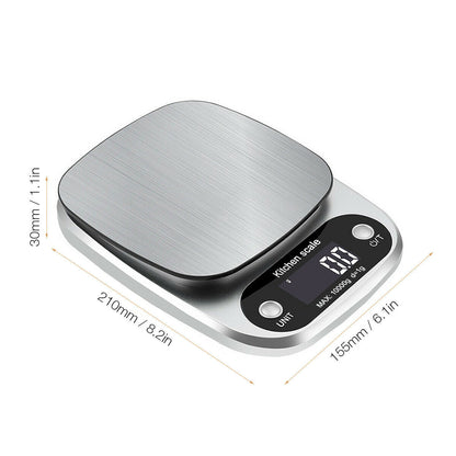 US Local Digital Kitchen Food Diet Scale, Multifunction Weight Balance 22lbs 1g Kitchen Scale Stainless Steel Weighing Scale For Food Diet Postal Balance Measuring
