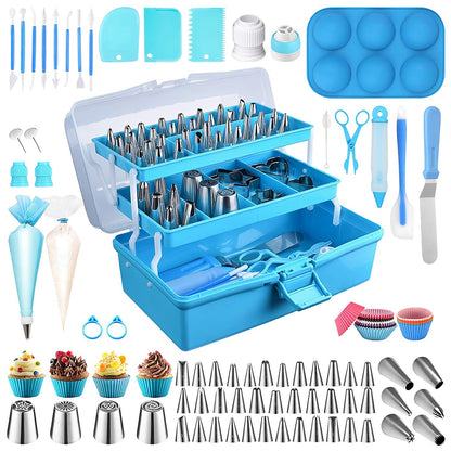 US Local 236Pcs Cake Decorating Kit Baking Tools Accessories Cake Decorating Supplies With Piping Tips Couplers And Bags Cookie Cutters Baking Cups Scrapers Flower Lifter With Storage Box