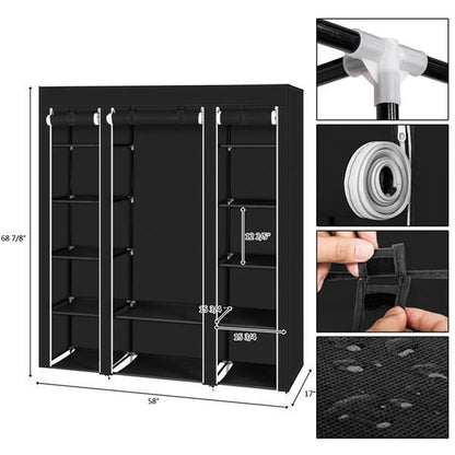 US Local Non Woven Wardrobe With 5 Layers And 12 Compartments