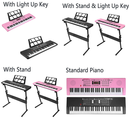 US Local 3 Types Options -- 1Pc 61 Keys Digital Music Keyboard Electric Piano Electronic Musical Instrument Kids Learning Keyboard With Microphone Stand For 3-12 Year Old Kids Girls Boys