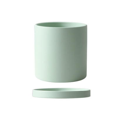 Ceramic Flowerpot With Straight Tube And Tray