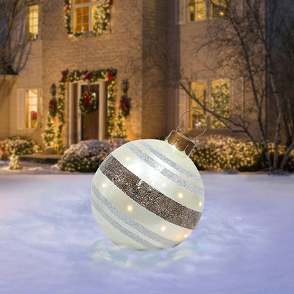 US Local Christmas Ornament Ball Outdoor Pvc 60CM Inflatable Decorated Ball PVC Giant Big Large Balls Xmas Tree Decorations Toy Ball