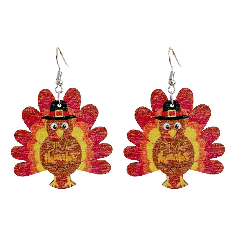 Wooden Sports Cute Earrings Thanksgiving Earrings