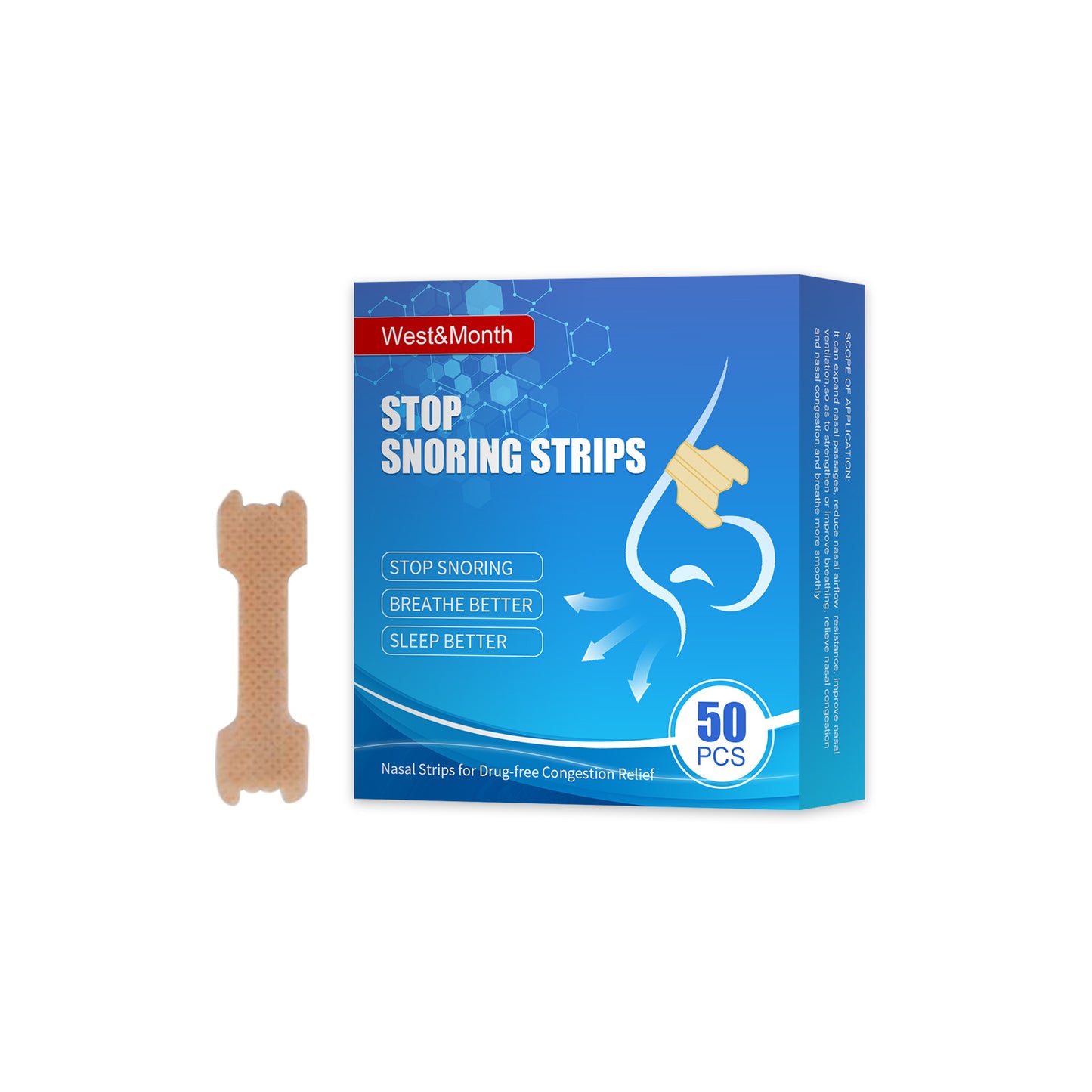US Local West&Month Nasal Ventilator Nasal Strip Anti-snoring Unclogging Airway Anti-snoring Stop Snoring Strip Care