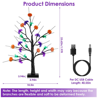 US Local 2Pack 1.97FT Lighted Halloween Trees Halloween Indoor Decorations Black Halloween Tree Lights With Timer Adjustable Twigs For Tabletop Party