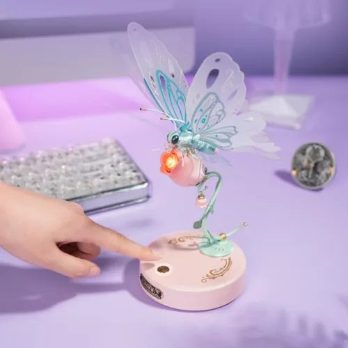 US Local ROKR Starry Blue Mechanical Butterfly Plastic 3D Puzzle DIY Model Kid Xmas Gifts