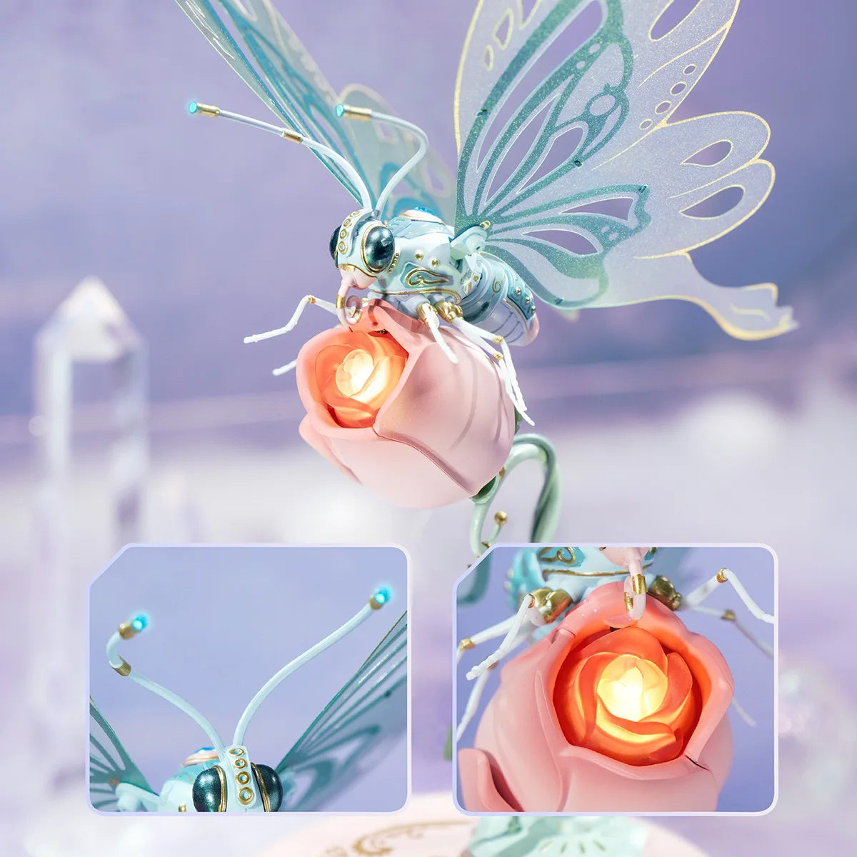 US Local ROKR Starry Blue Mechanical Butterfly Plastic 3D Puzzle DIY Model Kid Xmas Gifts