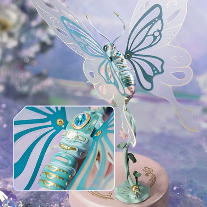 US Local ROKR Starry Blue Mechanical Butterfly Plastic 3D Puzzle DIY Model Kid Xmas Gifts
