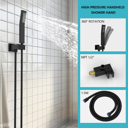 US Local Rain Shower System With Storage Shelves Wall-mounted